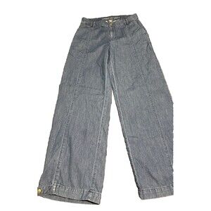 American Eagle High Rise Baggy Wide Leg Cotton Jeans Womens Sz 2